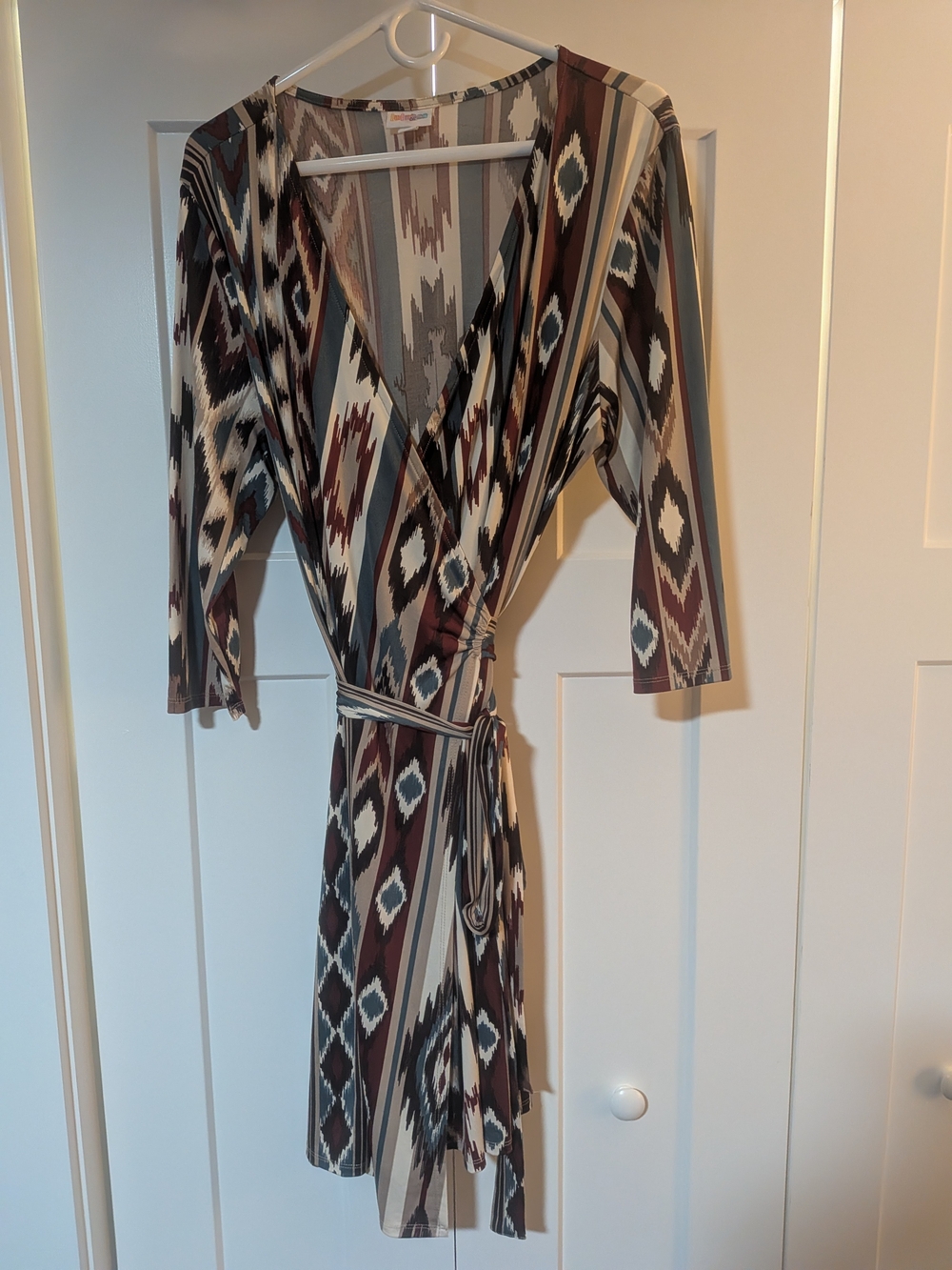 LuLaRoe Michelle Wrap Dress Boho Aztec Southwestern Geometric Midi Tie Waist XL